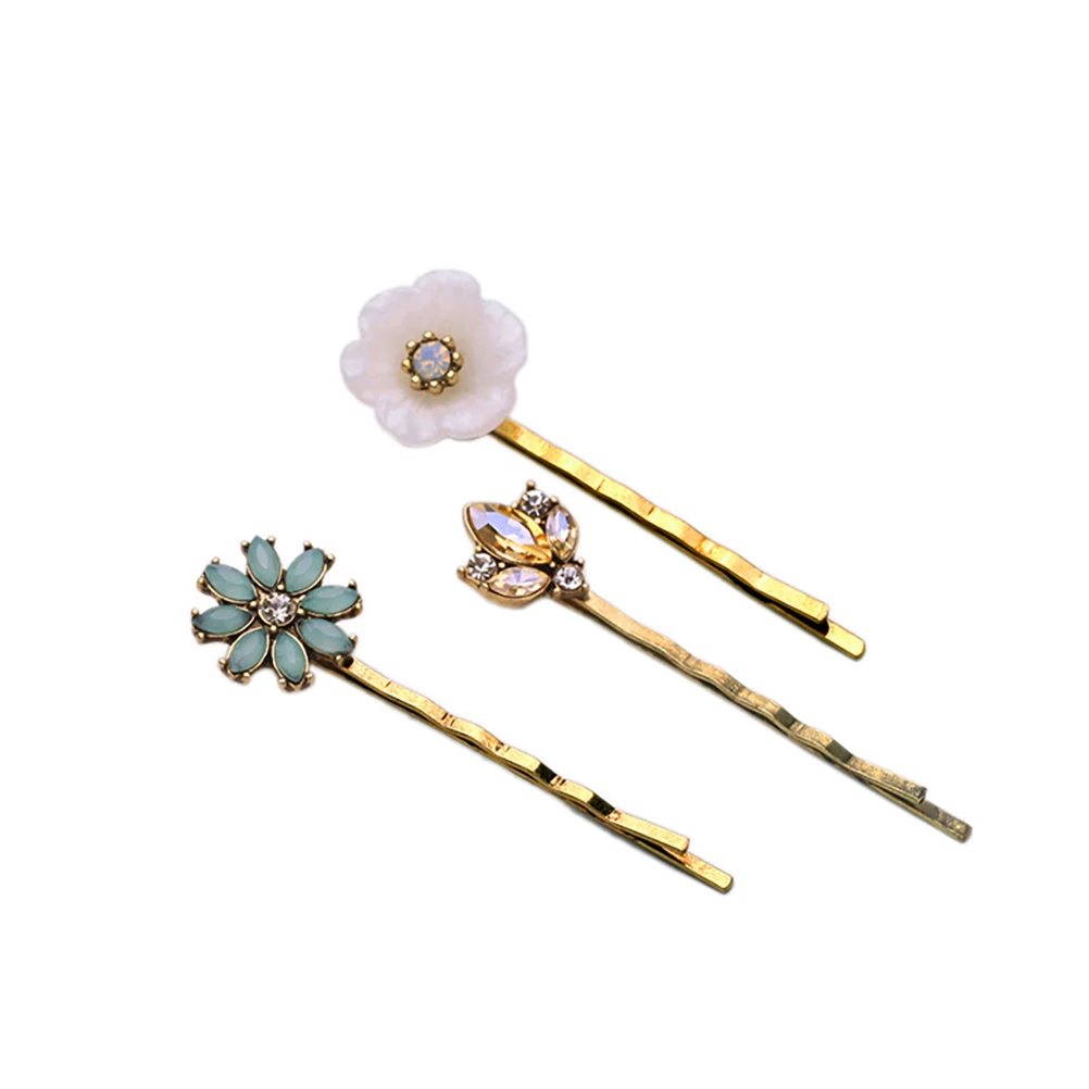 

3pcs Hair Clips Flower Exquisite Cartoon Durable Alloy Barrette Hairpins Bobby Pins Hair Clamps for Women Girls Lady