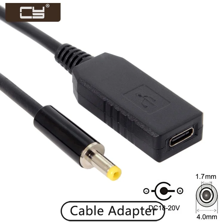 

CY USB-C USB 3.1 Type C to DC 20V 4.0 1.7mm Power Plug PD Emulator Trigger Charge Cable for Laptop