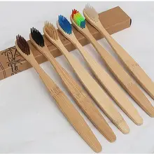 20 шт. Новая натуральная бамбуковая ручка зубная щетка Радужная красочная отбеливающая мягкая щетина бамбуковая зубная щетка Экологичная уход за полостью рта