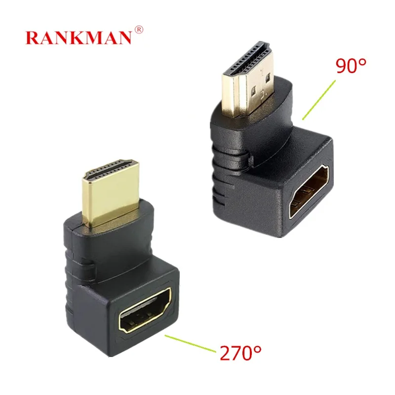 

Rankman 5pcs HDMI Male to HDMI Female Cable Adapter Steer Converter 90 270 Degrees Angle 1080P for HDTV Monitor PC Projector