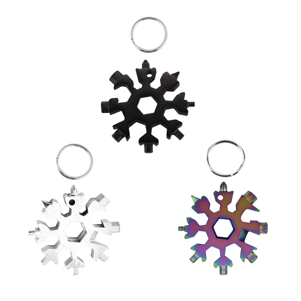 

18-in-1 Stainless Steel Snowflake Multi-Tool Portable Outdoor Travel Camping Multi-Function Key Ring Screwdriver