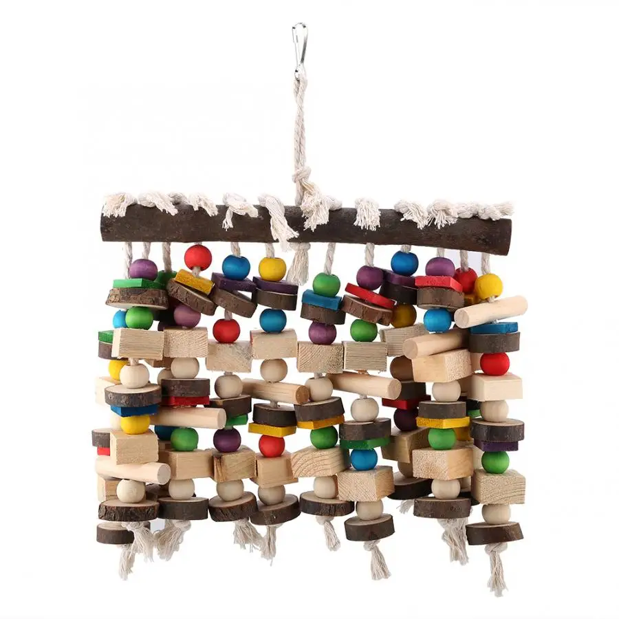 

Large Parrot Toy Bird Chewing Toys Hanging Wooden Toy Parrot Holder Playing Toys
