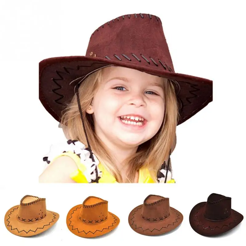Повседневная ковбойская шляпа в ковбойском стиле; детская шляпа в ковбойском стиле из искусственной замши с широкими полями для отдыха; детская шляпа на Хэллоуин;