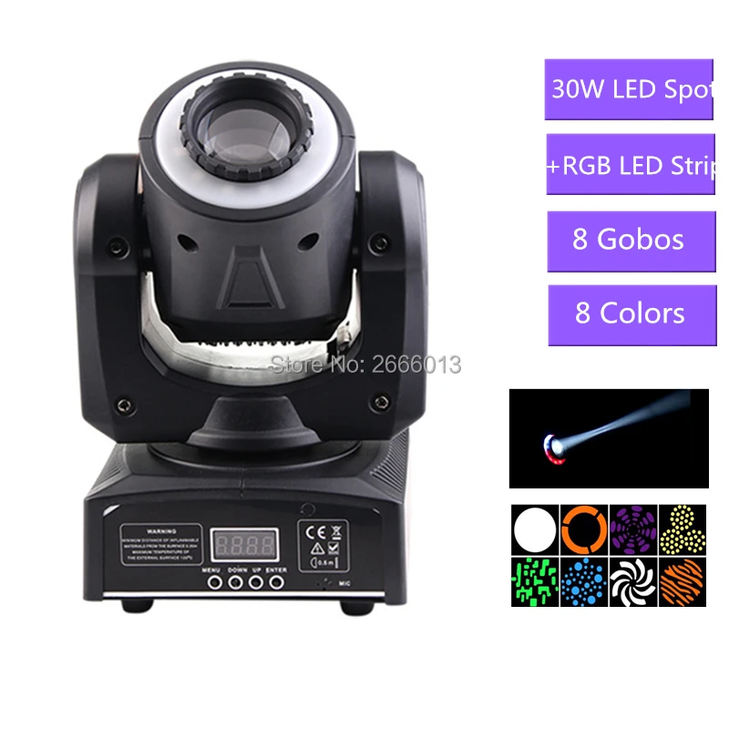 

2PCS LED Spot 30W Moving Head DMX512 Stage Effect Lighting With RGB LED Light Strip Good For DJ Disco Home Party Bar Club Show