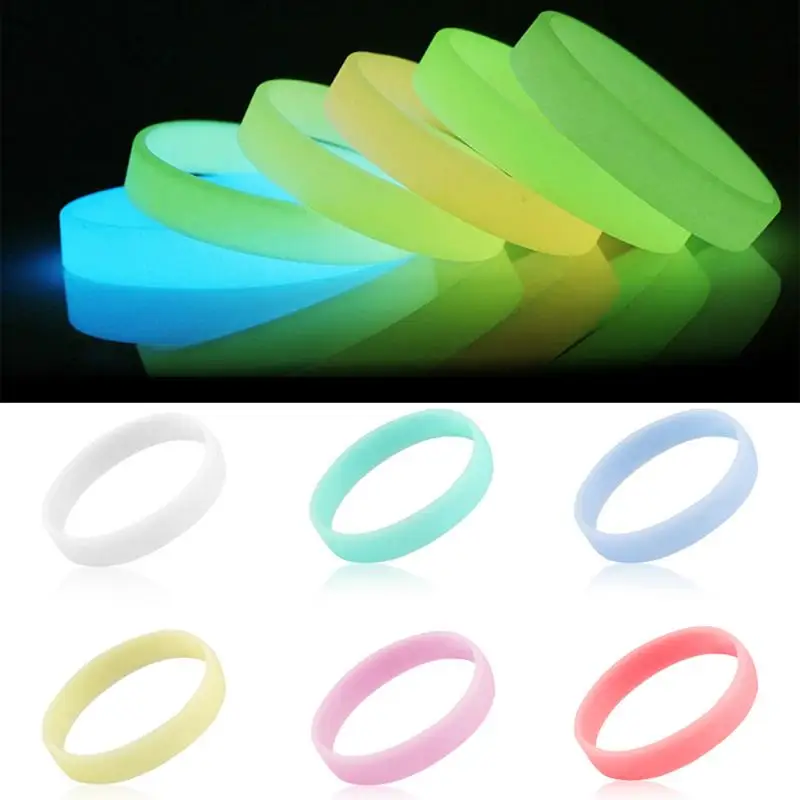 

Mixed Color Luminous Elastic Wristband Bracelet Men Women Bangles Basketball Sports Wristbands Silicone Bracelets
