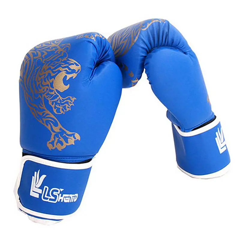 

A Pair Blue Black Red PU Leather Children's Sandbags Taekwondo Gloves Adult Sanda Gloves Fighting Boxing Match Flame Gloves