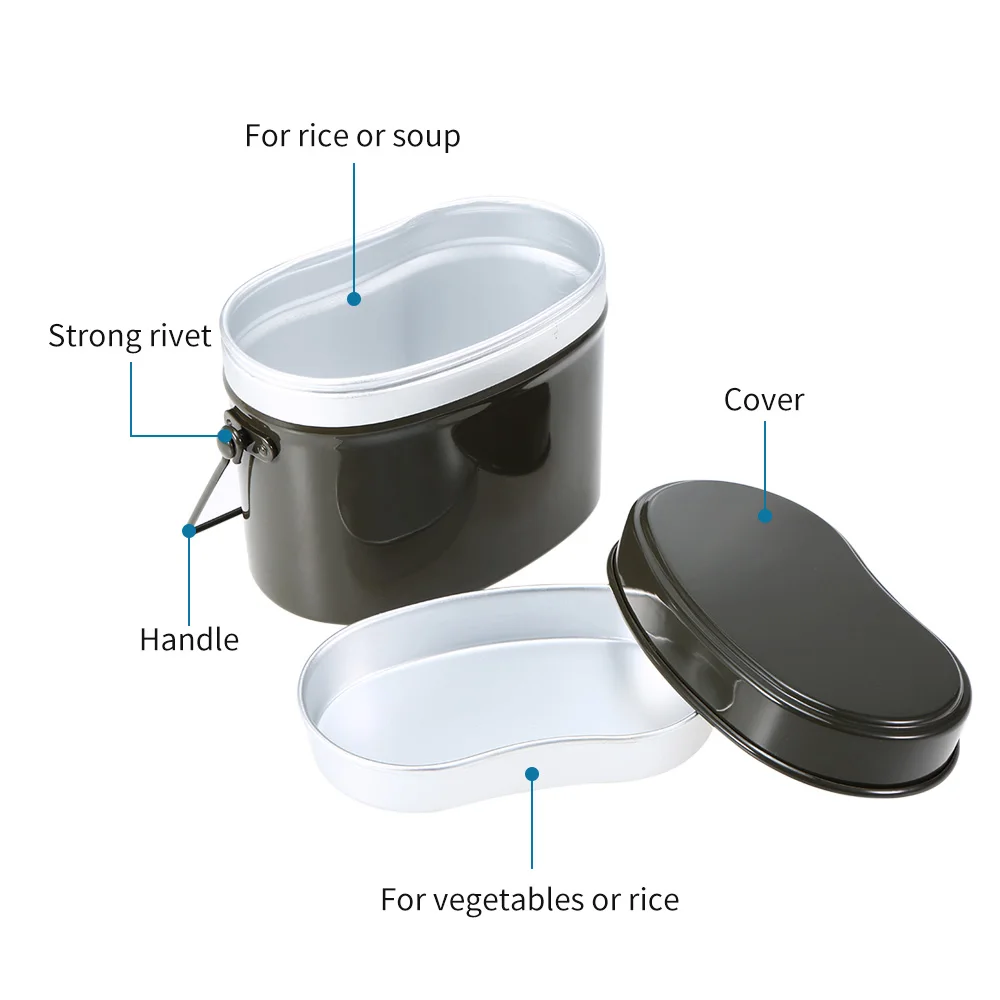 Lixada Outdoor Mess Tin Set Military Lunch Box Hiking Camping Climbing Lunch Case Outdoor Pot Bowl Tableware