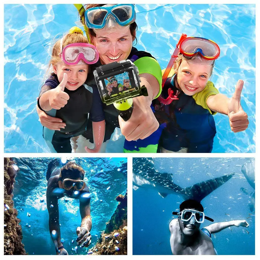 FULL-Floating Hand Grip Waterproof Handle Water Sport Pole Diving Stick Monopod, Includes Thumb Screw and Adjustable Wrist Str