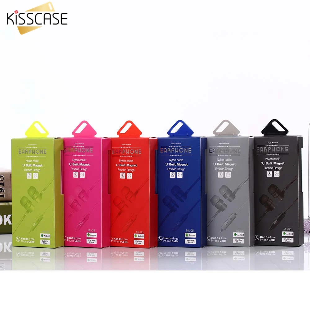 

KISSCASE Colorful Wire Earphone Headset With Mic Hifi Earbuds Clear Sound Bass Earphone for SmartPhone Ear Phones fone de ouvido