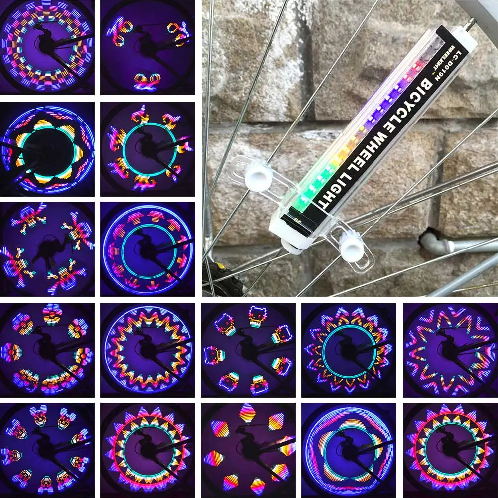 

Flashlight For Bicycle LED Bike Light 42 Patterns Colorful Water Resistant 16 Cycling Wheel Spoke LED Lanterns On Bicycle