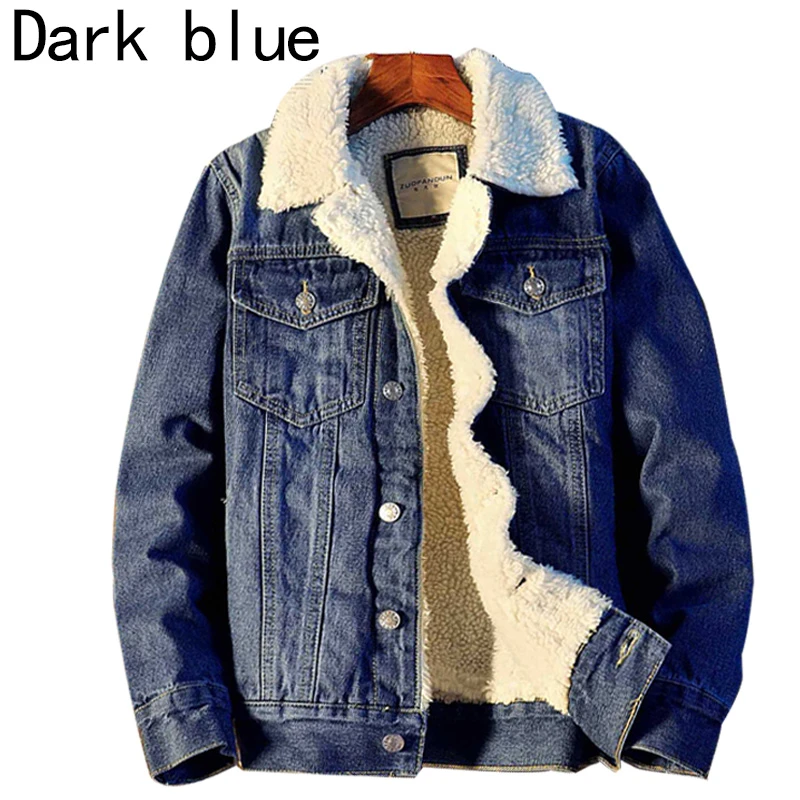 Men's Winter Warm Fur Jean Jacket Trucker Collar Fleece Lined Denim Coat Men's Winter Warm Fur Jean Jacket Trucker Collar Fleece Lined Denim Coat