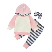 

Cute Toddler Baby Boys Girls Autumn Clothes Sets Long Sleeve Hooded Sweatshirt Tops+Long Pants 3pcs Newborn Clothing Outfits