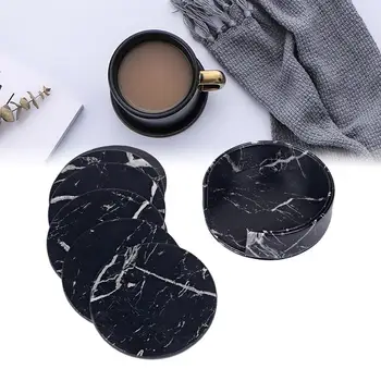 

Leather Coasters With Holder Set Of 6 Marble Coasters For Drinks Funny Housewarming Gift Round Cup Mat Pad For Home And Kitchen