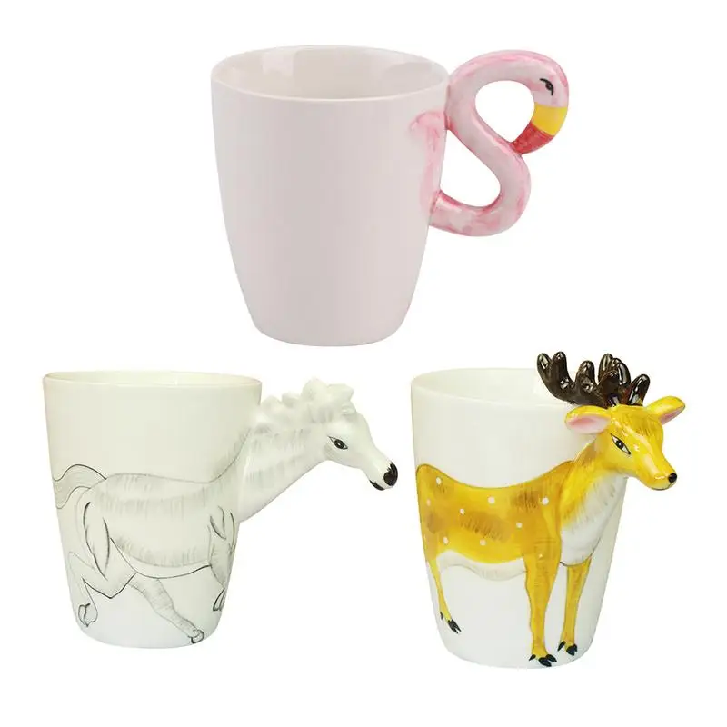 

400 ml Nordic Style Flamingo Ceramic Cup Innovative Mug 3D Animal Coffee Cup Milk Cup Water Drinking Container Supplies