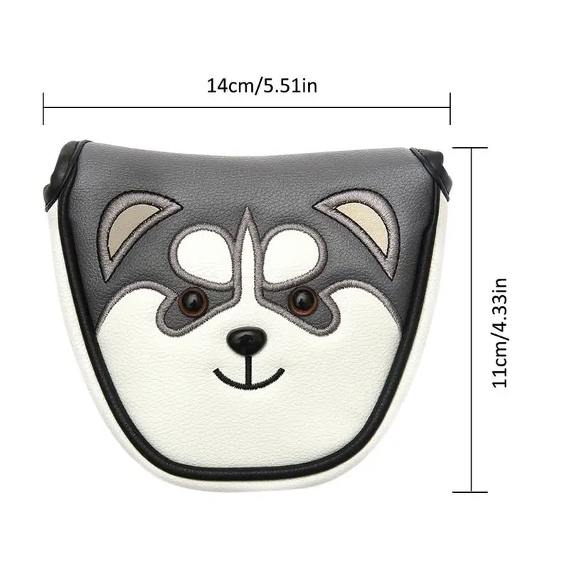 Golf Mallet Head Cover Putter Cover with Magnetic Closure  PU Leather Dustproof Lovely Husky Animal Head  Golf Headcover #25