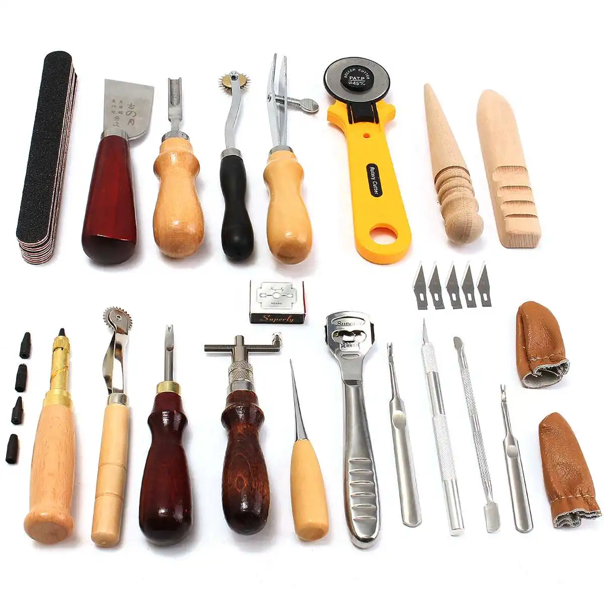

24Pcs Leather Craft Tools Kit Hand Sewing Stitching Punch Carving Work Saddle Freeshipping DIY Leather Craft Tool Set