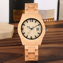 Natural Wood Watch for Men Creative Design of Wooden Watches Bangle for Friends Full Wooden Watch Men Quartz Calendar Function Natural Wood Watch for Men Creative Design of Wooden Watches Bangle for Friends Full Wooden Watch Men Quartz Calendar Function