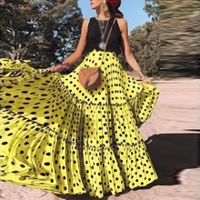 Для женщин высокая Талия Лето Пляж Бохо праздник Коктейльные Вечерние плиссированные макси юбка