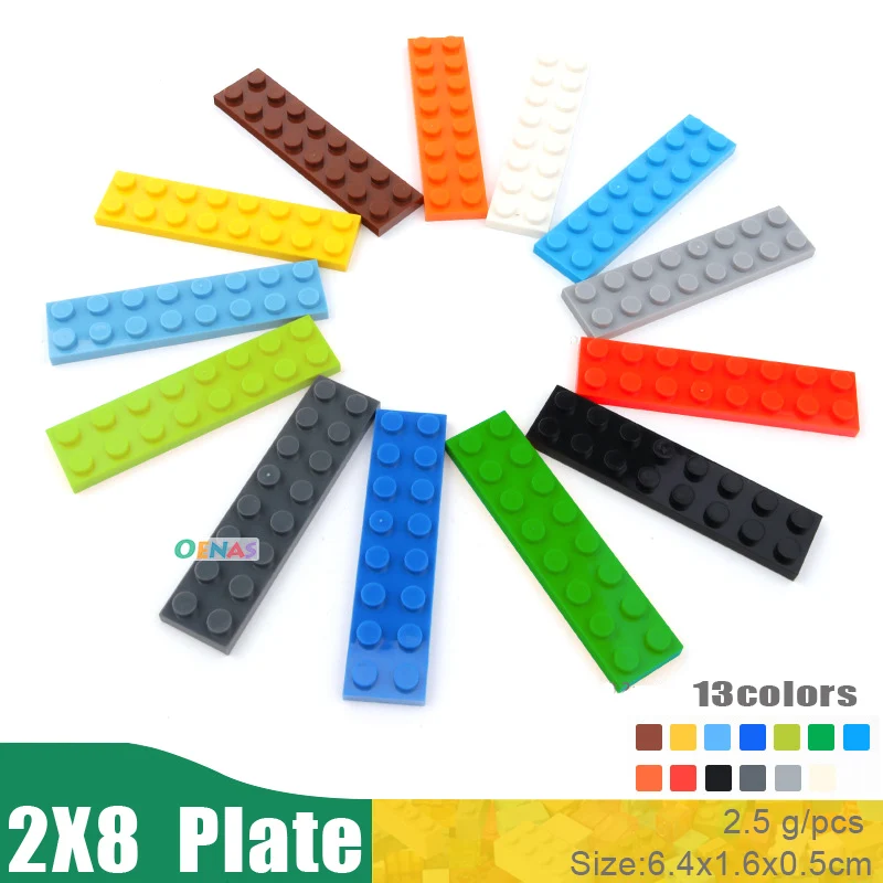 

500g 200pcs/bag Educational Kids Toy Plastic Building Blocks Accessories 2x8 Plate DIY Kit Compatible With Legoes Blocks In Bulk