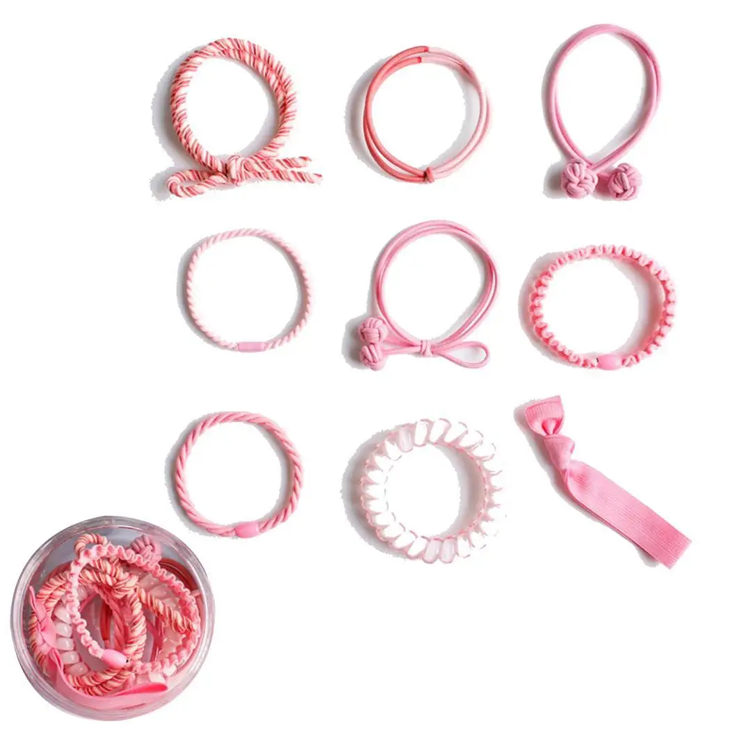 9 Pcs/ Set Girl Fashion Hair Rope Candy Color Elastic Ring Band Hair Accessory