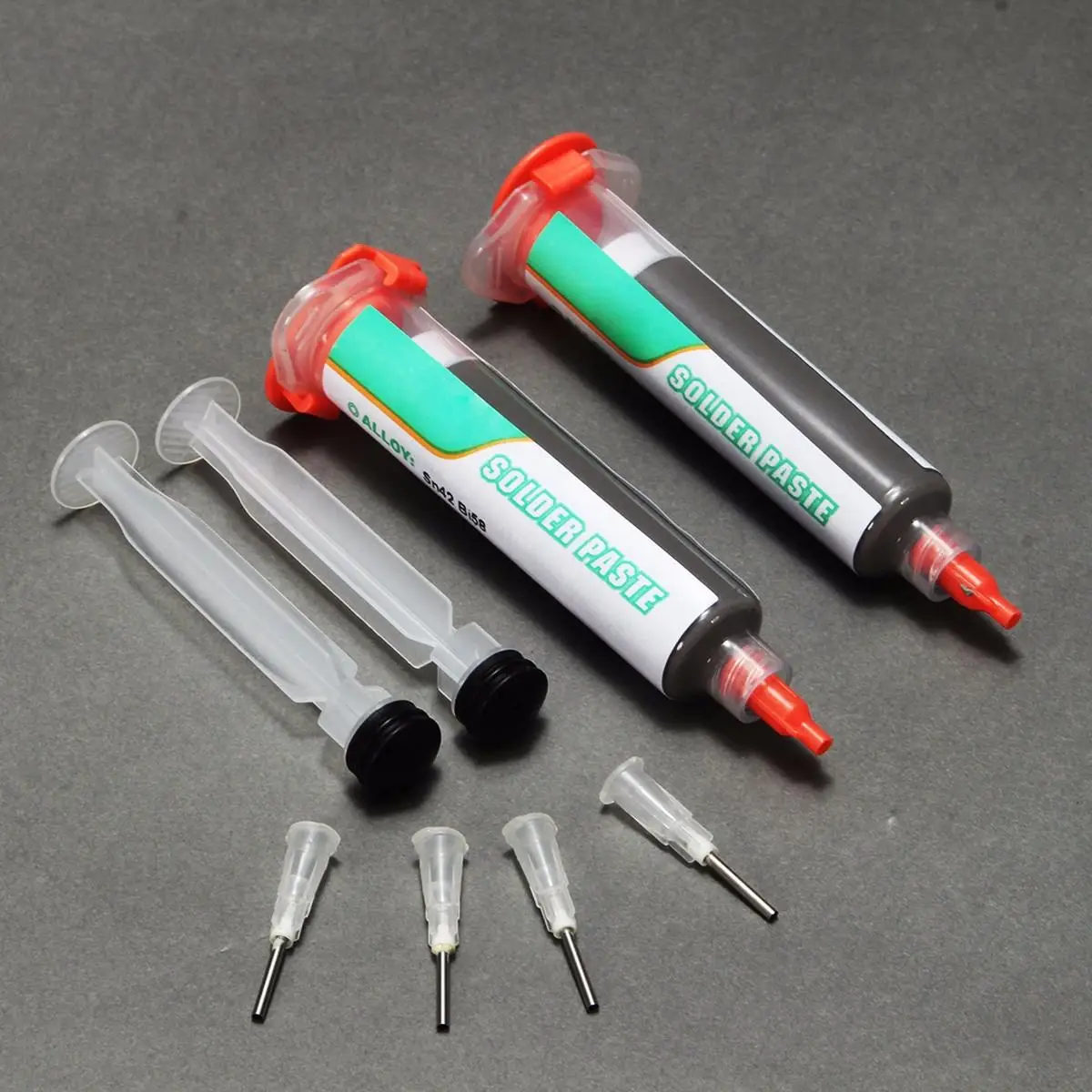 1Set 2x50g Solder Paste Syringe Lead free Low Temperature SMT 138