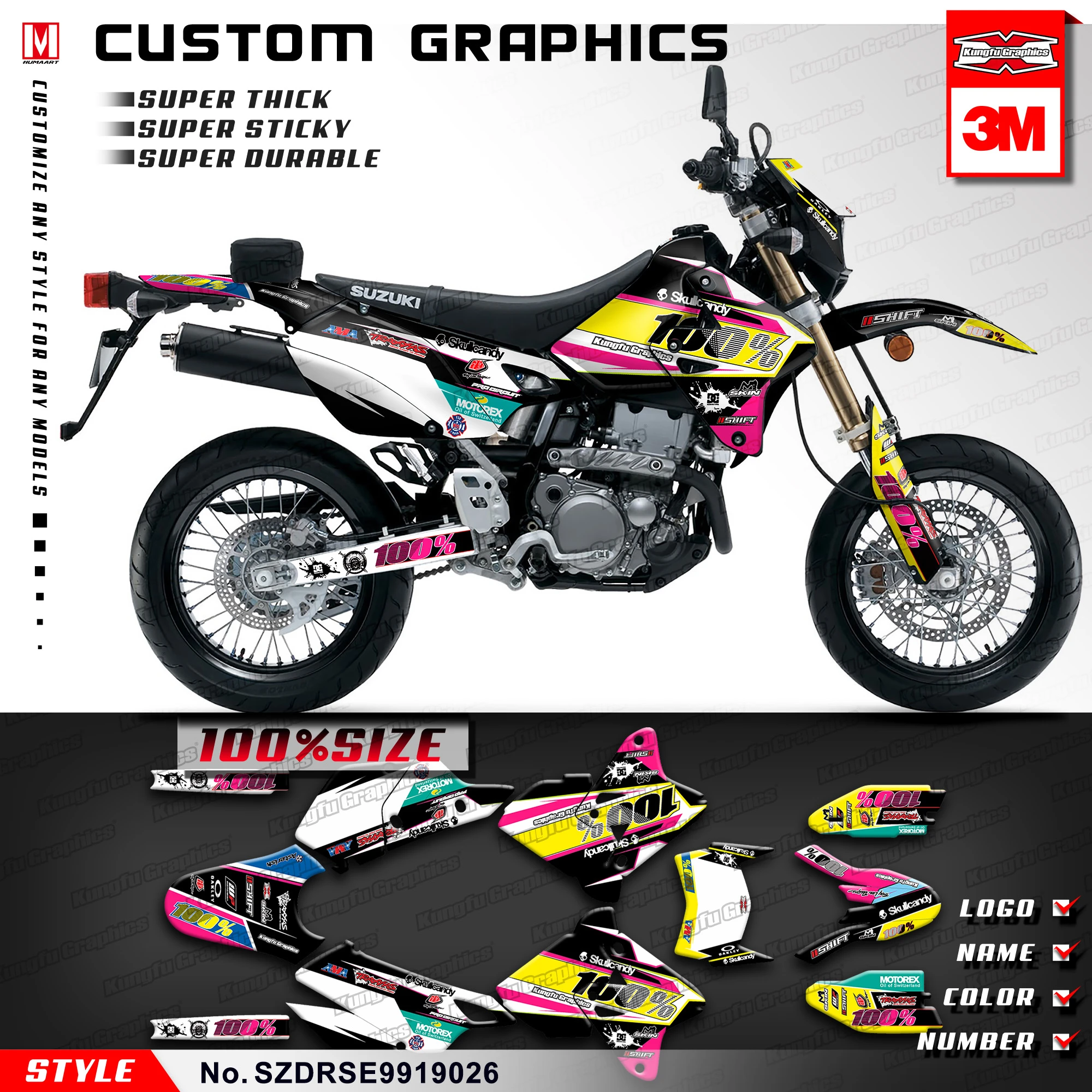 SUZUKI DRZ400 DRZ400S Z400 E GRAPHICS KIT CREATORX FBR Decals, Emblems