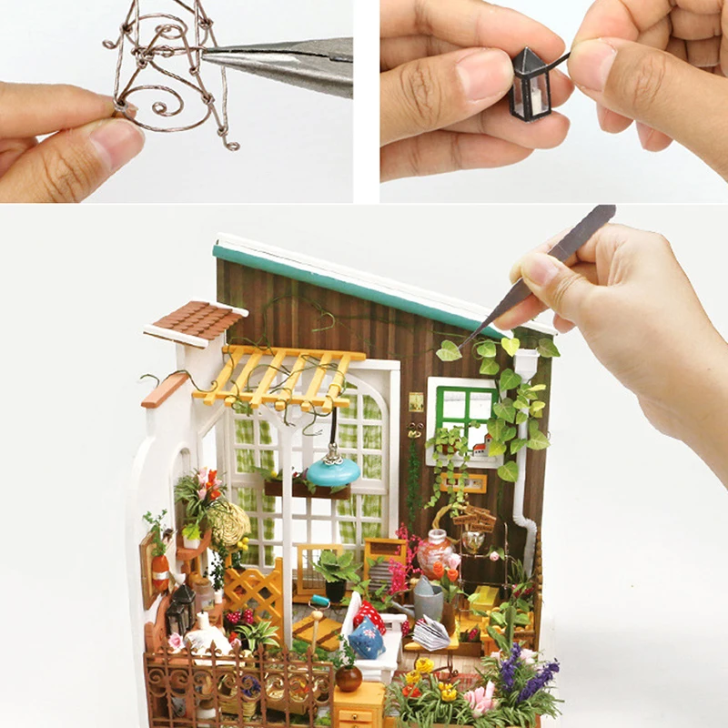 DIY Wooden Sunny Garden Miniature Dollhouse 3D LED Mini Dollhouse Kit With Furniture Kit Light Creative Christmas Gift DIY Wooden Sunny Garden Miniature Dollhouse 3D LED Mini Dollhouse Kit With Furniture Kit Light Creative Christmas Gift
