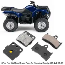 6 шт. передние и задние тормозные колодки для Yamaha Grizzly 660 4x4 YFM660F 2002 2003 2004 2005 2006 2007 2008 Исключительная мощность остановки