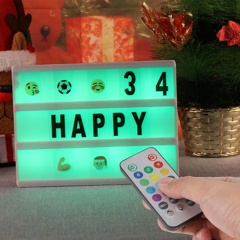 

Intelligenve 7Colors Changing Cinematic Light Up Box 95 Christmas Remote control Letters LED Message Cinema Sign Box Party Decor