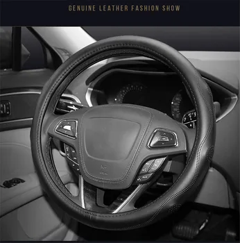 

38cm Car Steering Wheel Cover High grade Real Leather wear-resistant Car Accessories styling