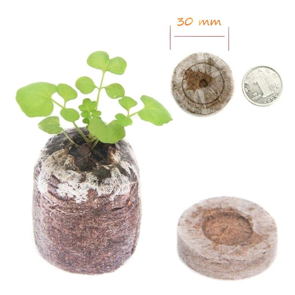 100 шт. 30 мм экологическая Джиффи теплица для растений заглушки почвенный блок стартер рассады Профессиональный трансплантация торф гранулы