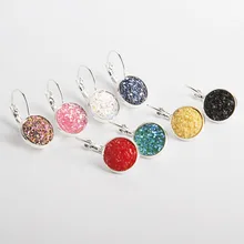 Корейские Простые Модные серьги-клипсы для женщин, Круглый друзовидный камень, кулон, серьги-клипсы, ювелирные изделия, очаровательные вечерние, свадебные подарки