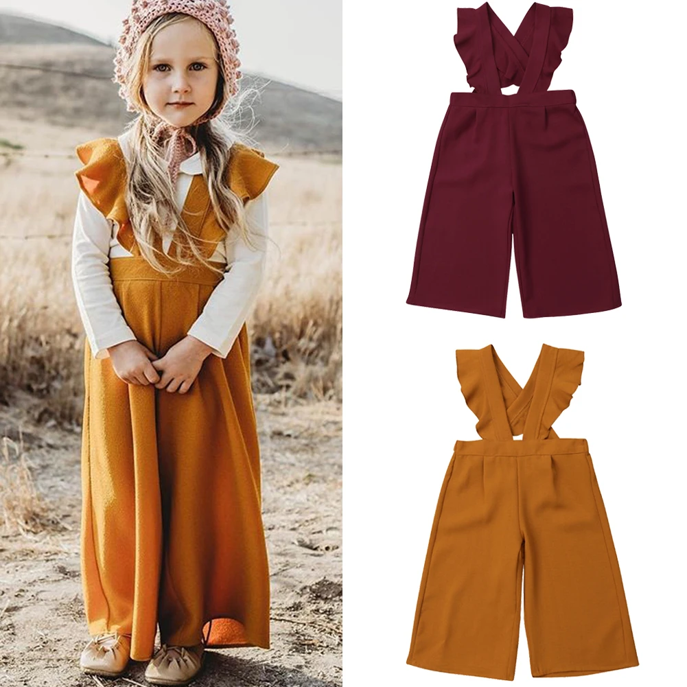 

baby overalls 2019 Kid Toddler Baby Girl Bib Pants Lace Jumpsuit Romper Outfit Trousers Overalls Size 2-6T
