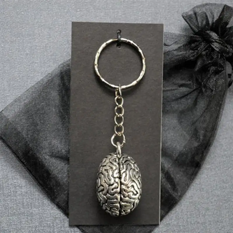 

1Pcs Creative Brain Keychain Alloy Auto Car Keyring Pendant Hanging Decoration Key Rings For Keys Bags Rings Car Accessories