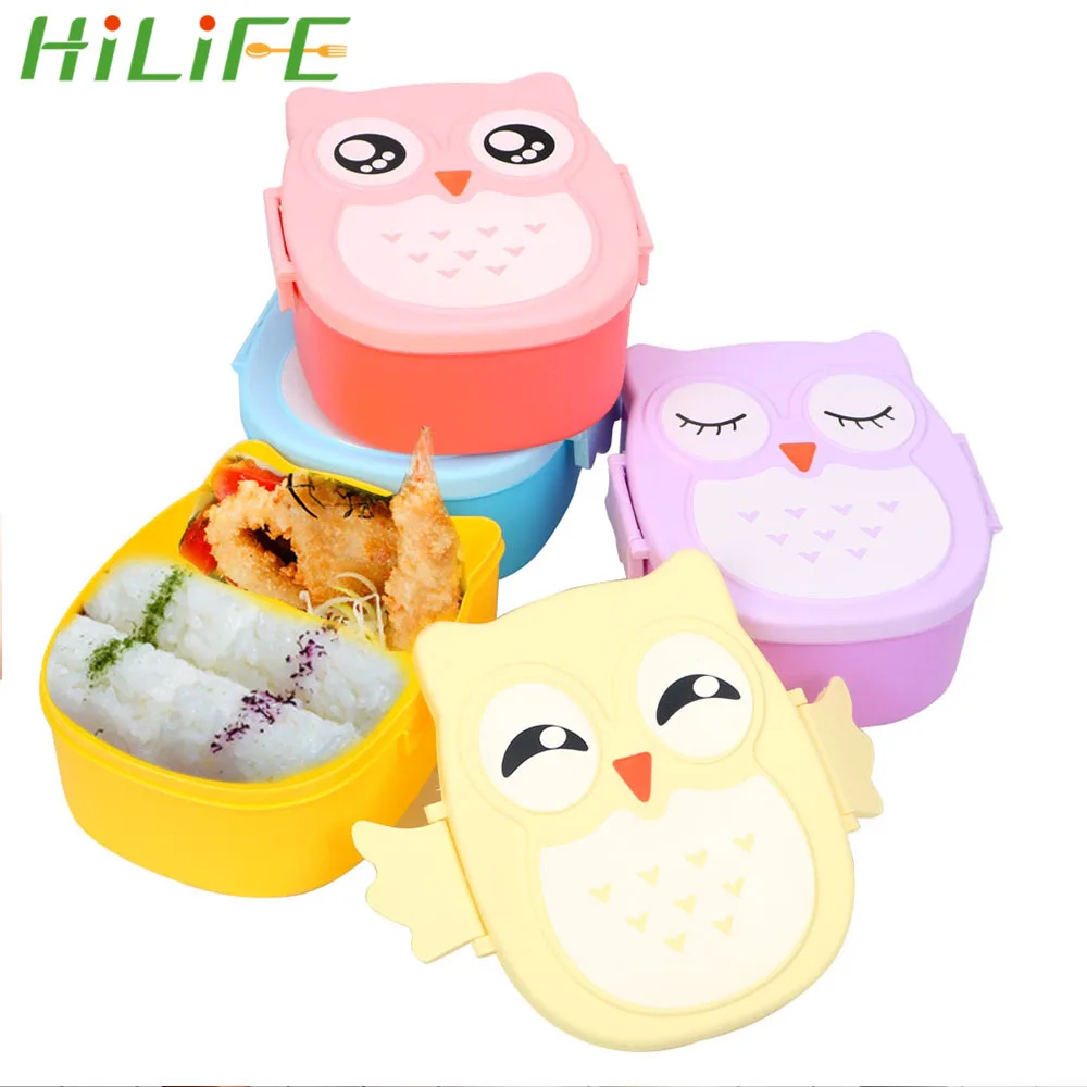 HILIFE 900 мл детский Ланч-бокс в форме Совы Bento коробки с ложкой вилкой Ланчбокс