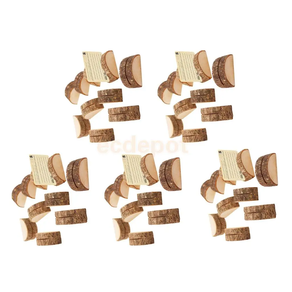 50pcs Rustic Wood Table Numbers Holder Wood Place Card Holder Party Wedding Table Name Card Memo Note