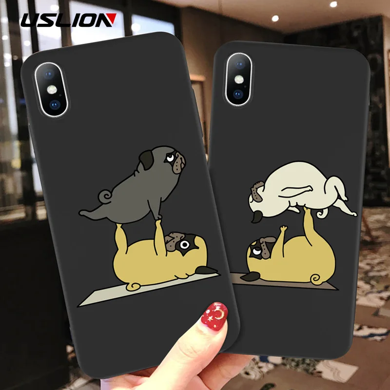 Мультяшный чехол USLION для телефона iPhone X Xs Max XR 11 Pro смешные чехлы с рисунком собаки 8