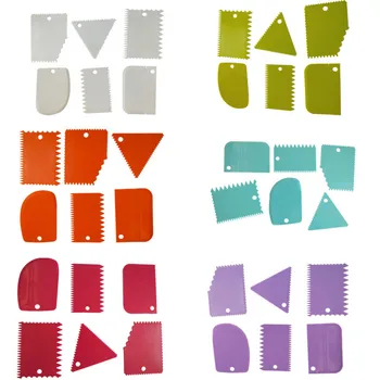 

Plastic Dough cutter 6Pcs Baking Pastry Tools DIY Sawtooth shaped Cake Cream Scraper Kitchen Gadgets Cake Scraper Butter Knife