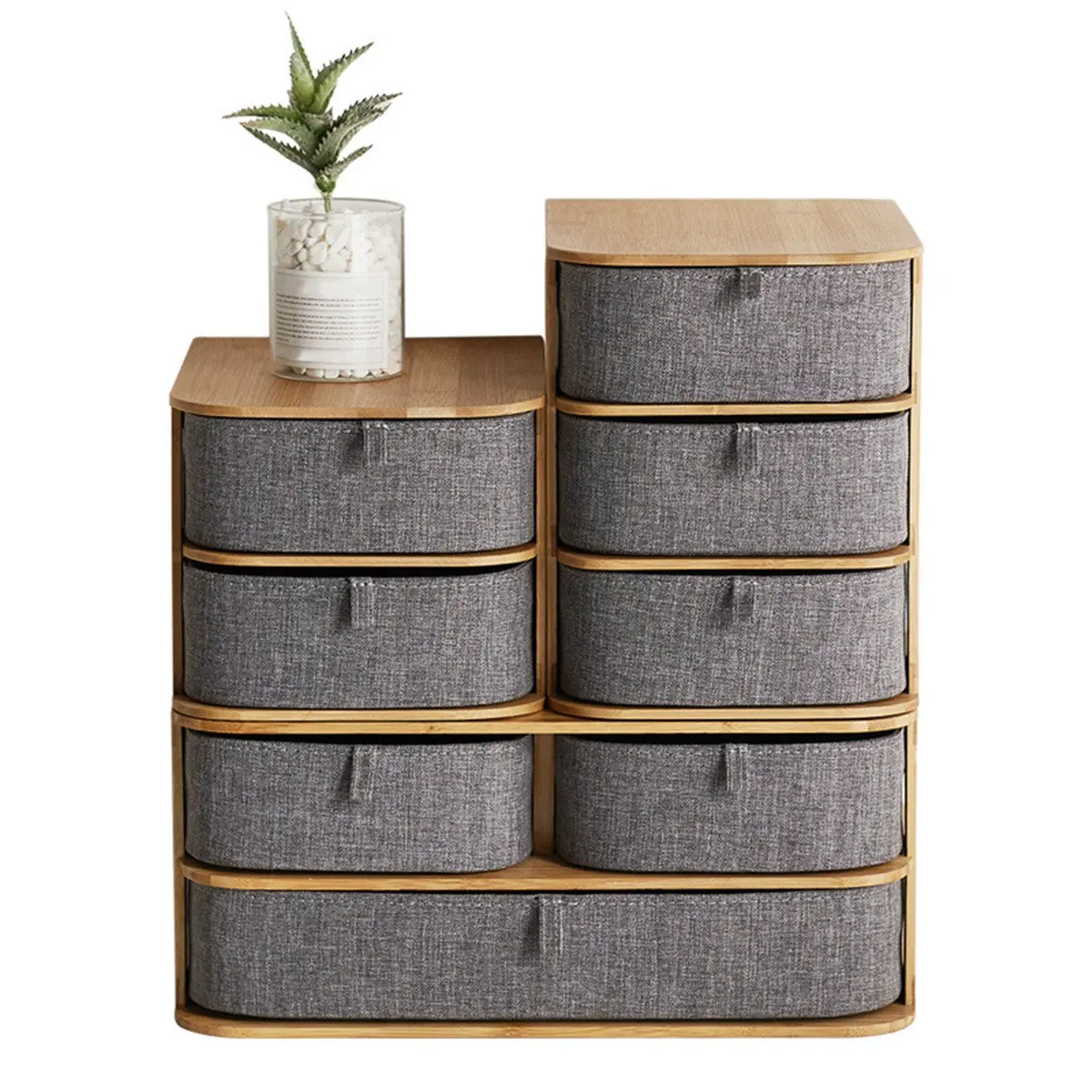 

Bamboo Oxford Cloth Storage Box Makeup Organizer Case Drawers Multilayer Home Storage Organizer Office Sundries Container Boxes