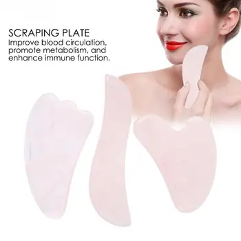 

3PC Natural Rose Quartz Scraping Plate Board Set Body Massage Plate Back Scraping Massage Tool ac