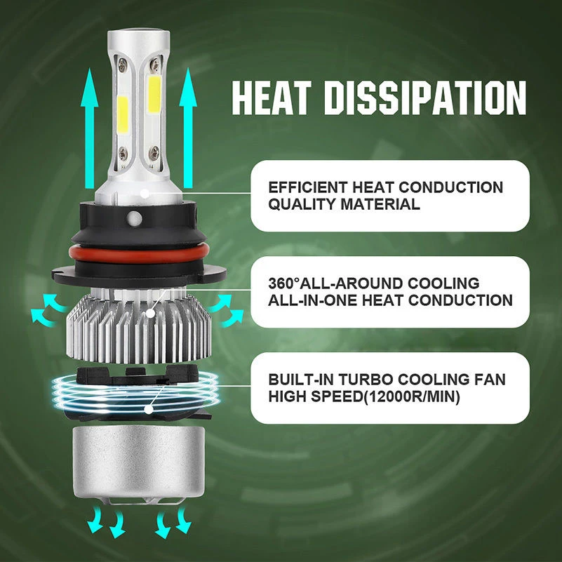 2 шт. 9007 6500K HB5 COB DC 9 30V 200W светодиодный головной светильник комплект высокий низкий