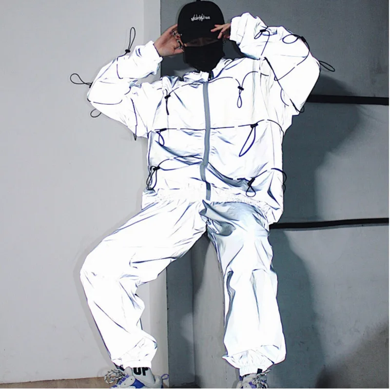 Spring New Jacket Men Fashion Solid Color Casual Reflective Jacket Man Streetwear Wild Hip Hop Loose Bomber Jacket Male Clothes Spring New Jacket Men Fashion Solid Color Casual Reflective Jacket Man Streetwear Wild Hip Hop Loose Bomber Jacket Male Clothes