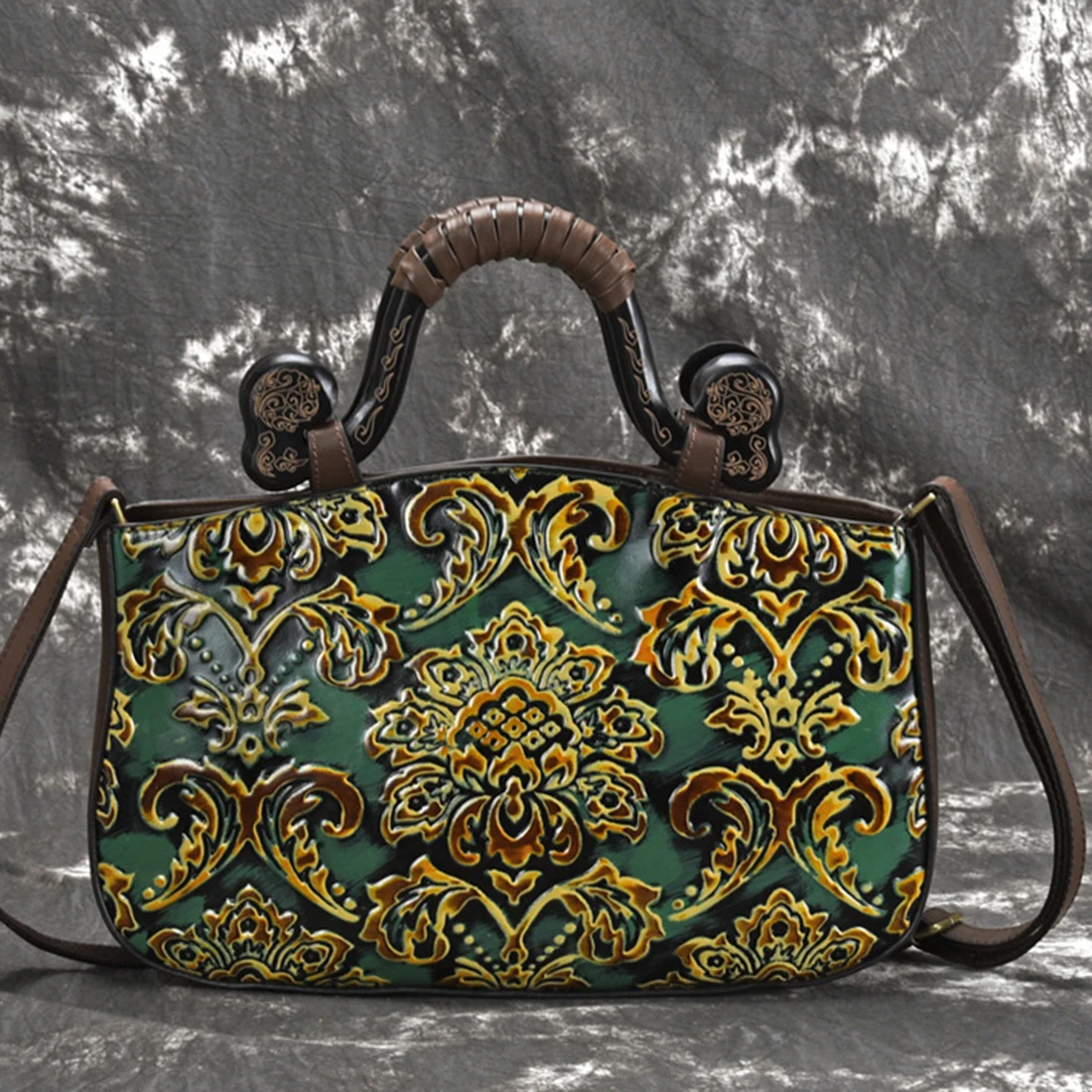 

High Quality Women Real Cowhide Cross Body Tote Bags Handbag Embossed Vintage Genuine Leather Messenger Shoulder Top Handle Bag