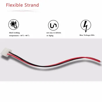 

[Seven Neon]wholesales 3528 2835 120led/meter LED Strip connector,15cm cable and one end clip,8mm 2pin led strip connector cable