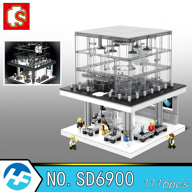 

Mobile phone shop lighting Streetscape series Building Blocks Bricks Compatible legoin Model toys Sembo SD6900