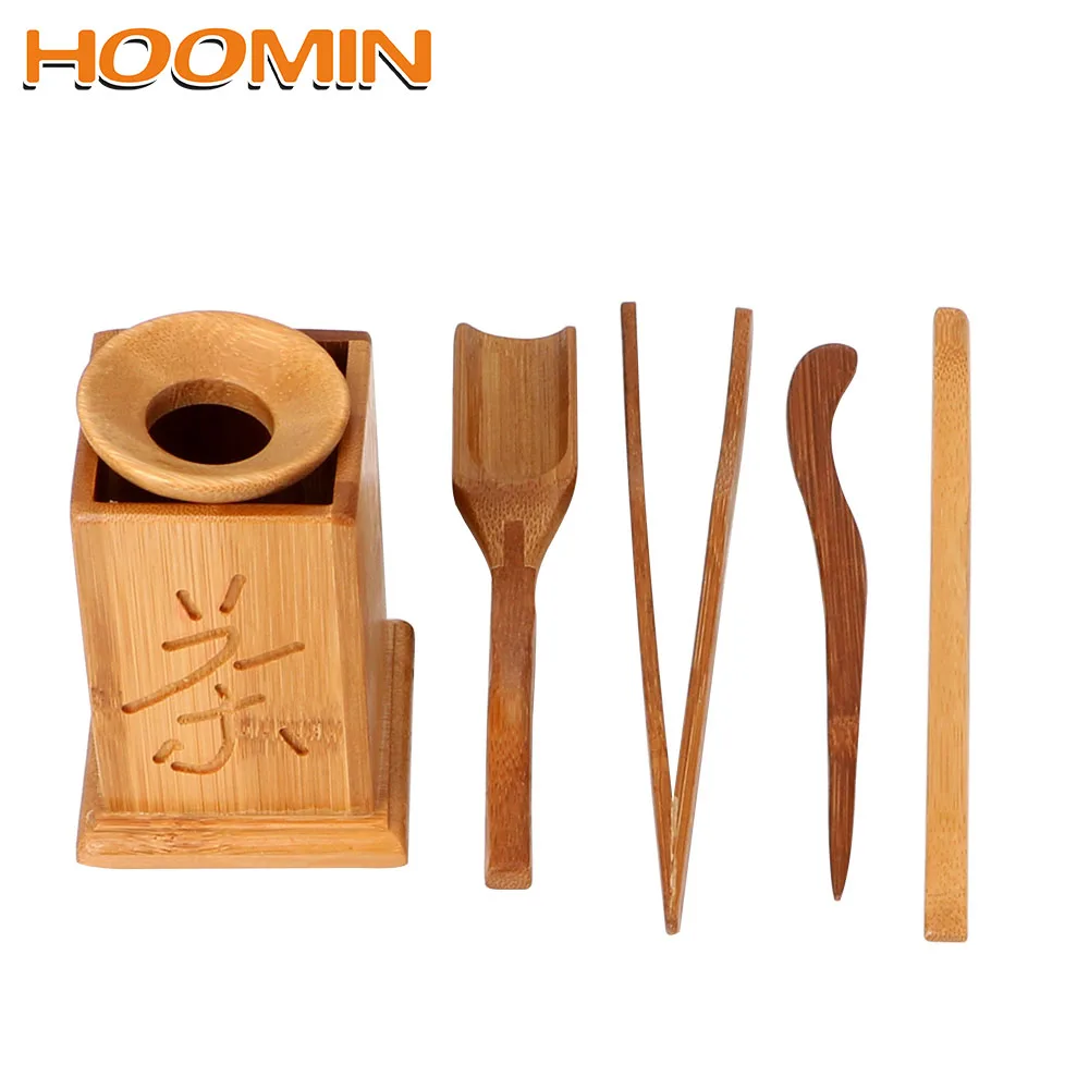 

HOOMIN 7pcs/set Vintage Tea Ceremony Utensils Puer Knife Spoon Clip Strainer Handmade Chinese Bamboo Kung Fu Tea Sets