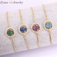 10 шт. ZYZ330-4173 Mic цвет кубического циркония кристалл паве Хамса ручной регулируемый CZ циркониевые браслеты для женщин