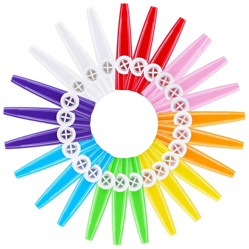 24 шт пластиковый Kazoo s 8 красочный музыкальный инструмент хороший - Цена: 664,31 руб.