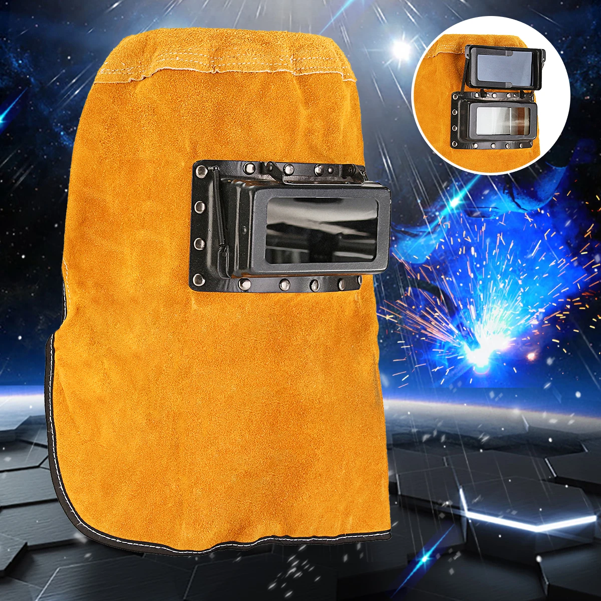 Solar Filter Auto Darkening Lens Leather Hood Welding Helmet Mask