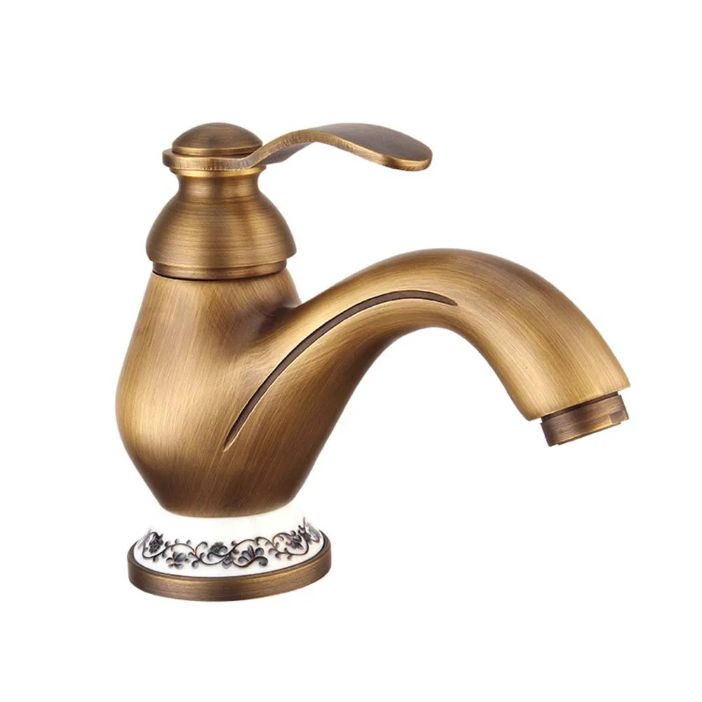 

1Pc Home Faucet Fashion Retro European Style Household Pure Copper Antique Sink Faucet Brass Faucet for Kitchen Bathroom